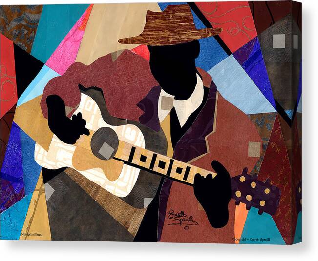 Abstract Art Canvas Print featuring the painting Memphis Blues Tribute to David Honeyboy Edwards by Everett Spruill