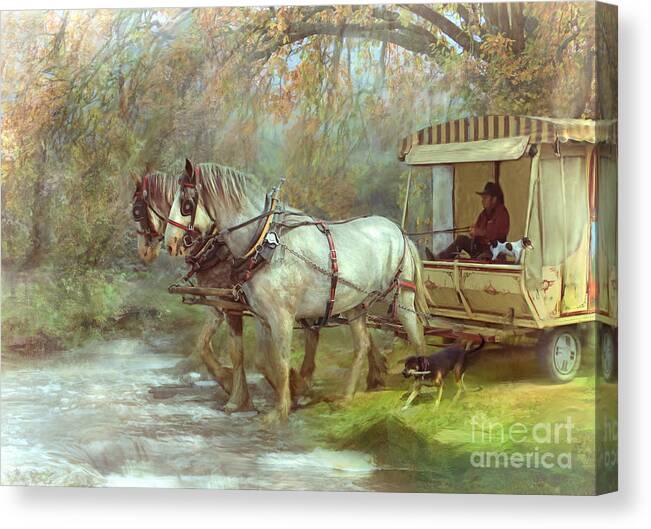 Clydesdale Canvas Print featuring the photograph The River Crossing by Trudi Simmonds