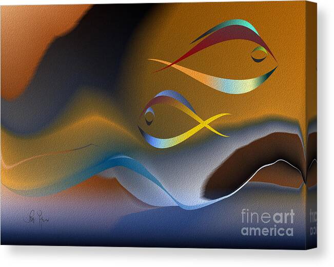 Fishes Canvas Print featuring the digital art Two Fish by Leo Symon