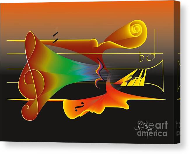  Canvas Print featuring the digital art Musica Nocturna #1 by Leo Symon