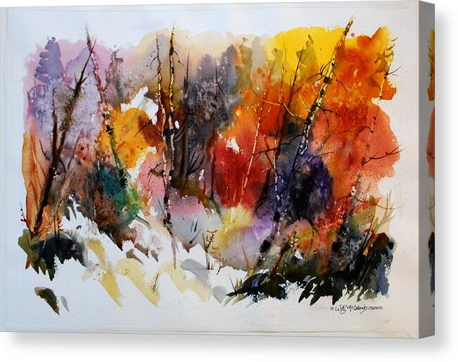 Abstract Forest Woodlands Trees Bush Canvas Print featuring the painting Gobolin Forest Two by Wilfred McOstrich