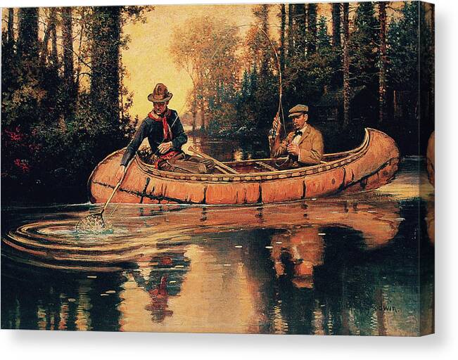 Outdoor Canvas Print featuring the painting Catch Of The Day by Philip R Goodwin