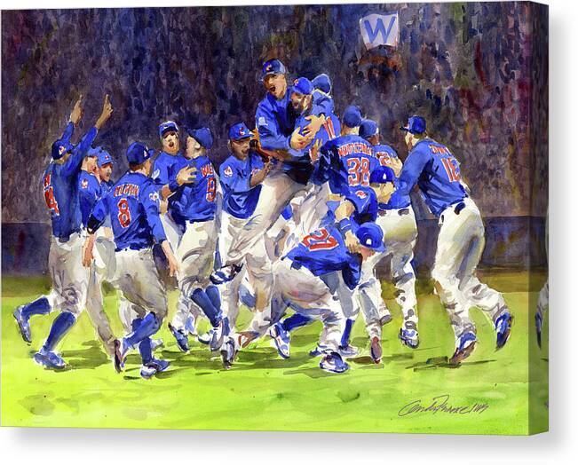 Celebrate Chicago Cubs World Series Champs Canvas Print / Canvas