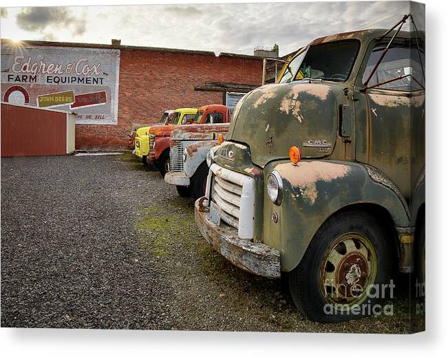 Dave's Truck Rescue Canvas Print featuring the photograph Daves Salvage by Idaho Scenic Images Linda Lantzy