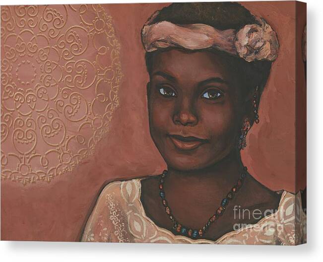 African Girl Canvas Print featuring the painting Peaches by Alga Washington