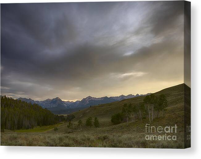 Boulder Mountains Canvas Print featuring the photograph Sky Drama by Idaho Scenic Images Linda Lantzy