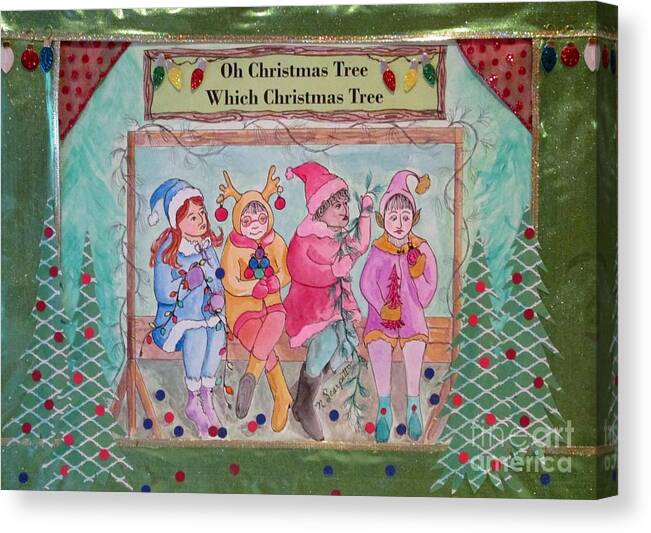 Friends Canvas Print featuring the mixed media The Friends - Oh Christmas Tree by Nikki Scarpitto
