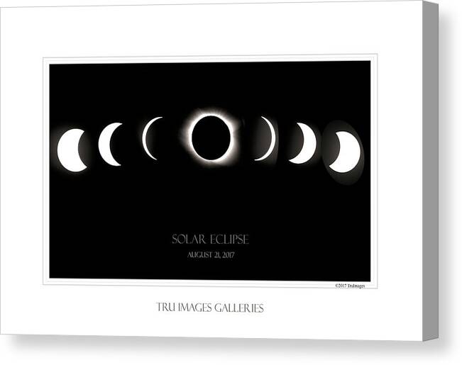 Eclipse Canvas Print featuring the photograph Total Solar Eclipse -BW by TruImages Photography