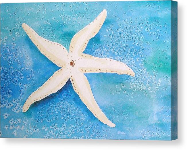 Starfish Canvas Print featuring the painting White starfish by Patricia Piffath