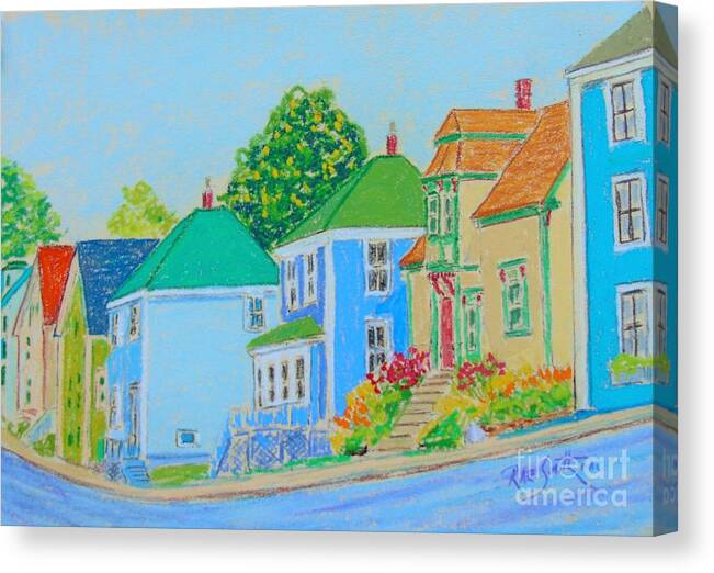 Pastels Canvas Print featuring the pastel Lunenburg Street Scene#2 by Rae Smith PAC