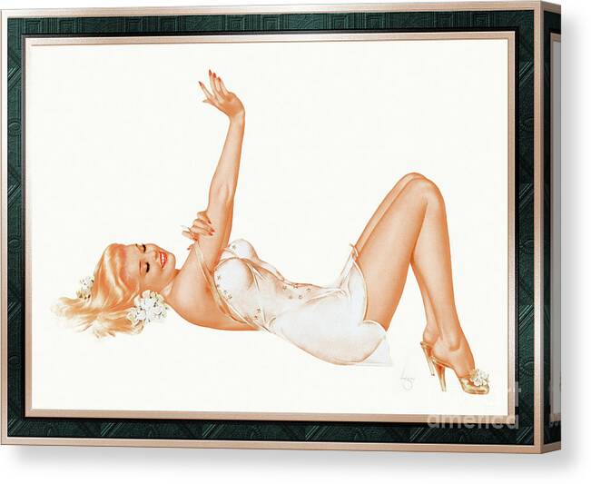 Admiration Canvas Print featuring the painting Admiration by Alberto Vargas Vintage Pin-Up Girl Art by Xzendor7