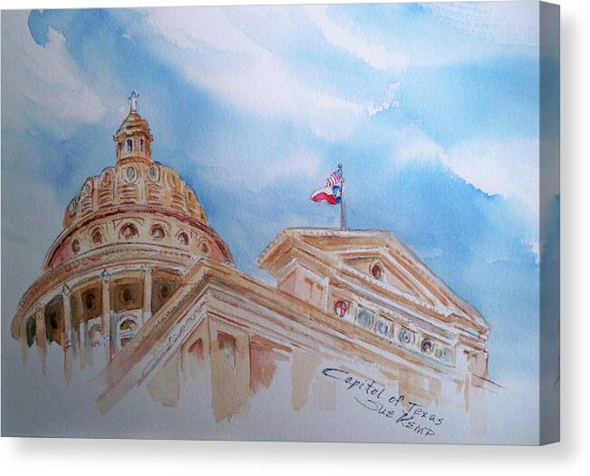 Capitol Dome Canvas Print featuring the painting Capitol of Texas - Austin by Sue Kemp