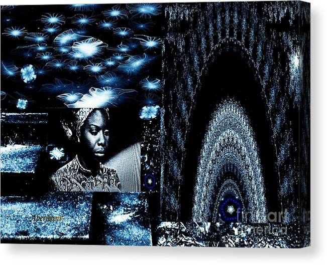 Singers Canvas Print featuring the mixed media Ode to the Genius and Good Intentions of Nina Simone Number 2 by Aberjhani