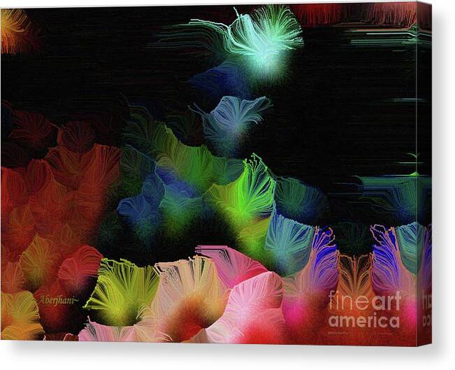 Nightscape Canvas Print featuring the painting Secrets of the Meadow in the Mist Number 1 by Aberjhani