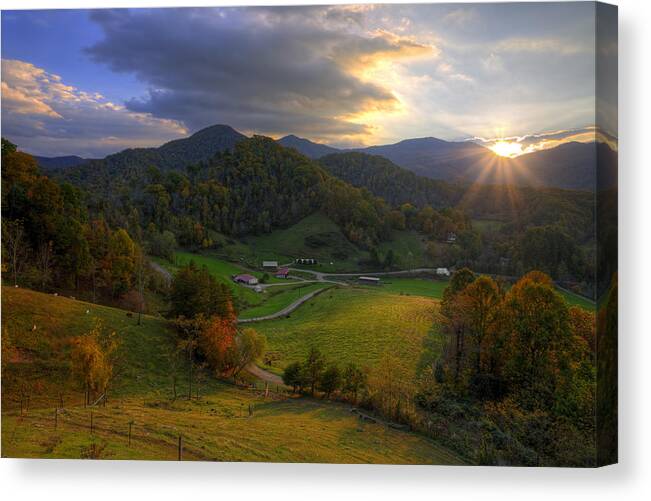 Mountains Canvas Print featuring the photograph Blue Ridge Sunset #1 by Douglas Berry