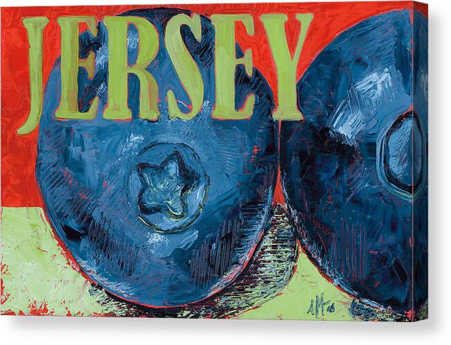 Blueberries Paintings Canvas Print featuring the painting Jersey Blues by Jennie Traill Schaeffer