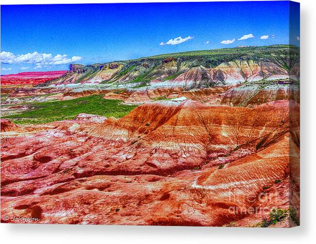 Arizona Canvas Print featuring the photograph Painted Desert National Park Panorama #1 by Bob and Nadine Johnston