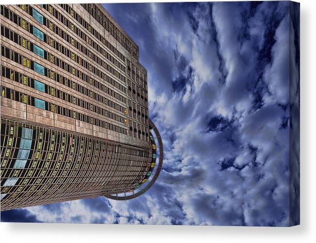 Israel Canvas Print featuring the photograph A Drifting Skyscraper by Ron Shoshani