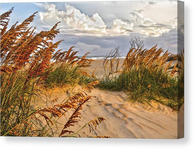 North Carolina Canvas Print featuring the painting A Splendid Day at the Beach - Outer Banks by Dan Carmichael