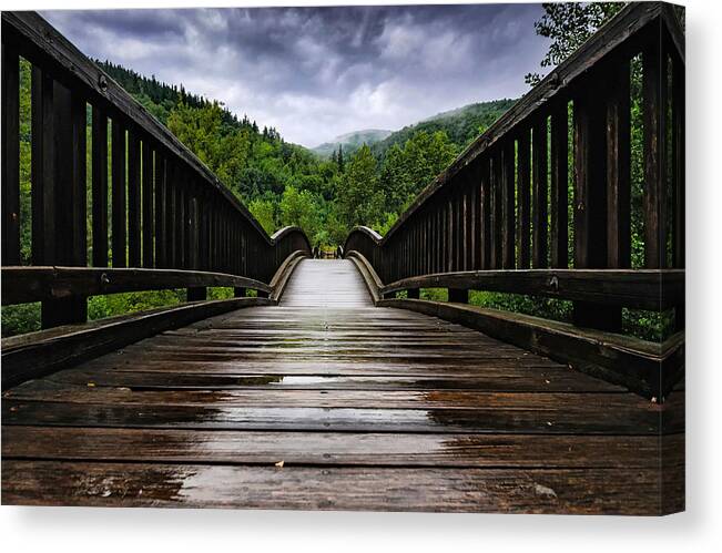 Landscape Canvas Print featuring the photograph Across The Wooden Bridge by Darko Ivancevic