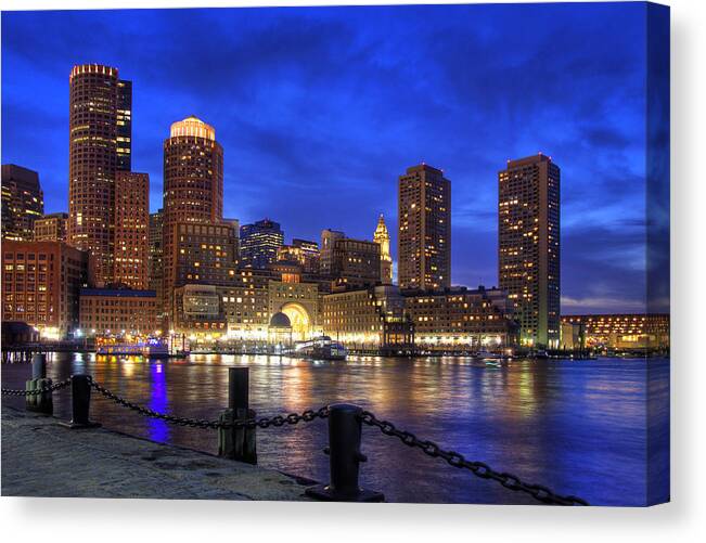 Boston Canvas Print featuring the photograph All Quiet in Boston Harbor by Joann Vitali