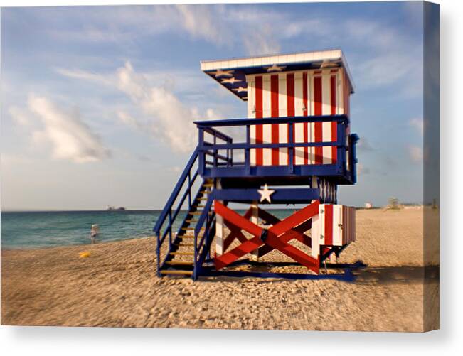 Miami Beach Canvas Print featuring the photograph American Life Guard by Matthew Pace