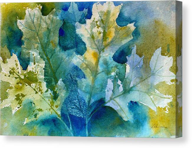 Watercolor Print Canvas Print featuring the painting Autumn Oak Leaves by Janet Zeh