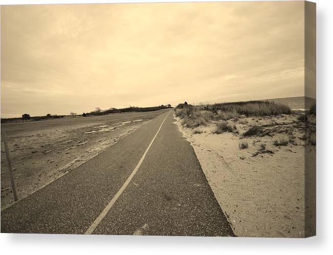 Beach Bike Path Canvas Print featuring the photograph Lonely Beach Bike Path by Stacie Siemsen