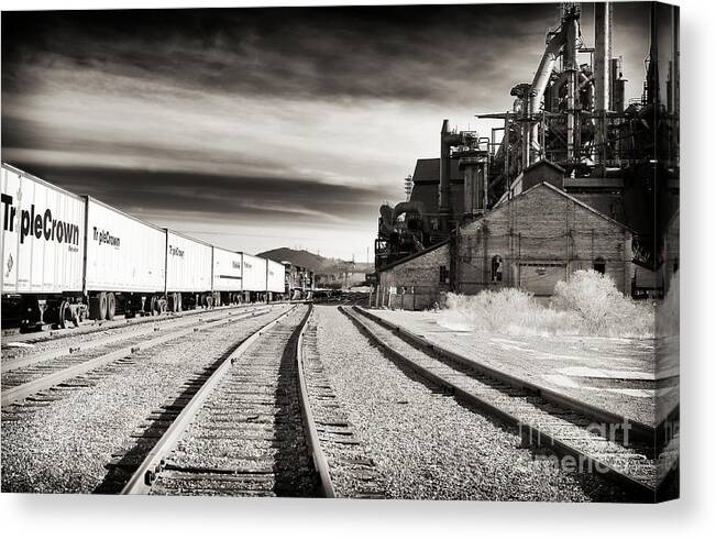 Bethlehem Steel Tracks Canvas Print featuring the photograph Bethlehem Steel Tracks by John Rizzuto