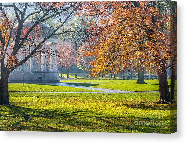 America Canvas Print featuring the photograph Boston Common Autumn Morn by Susan Cole Kelly