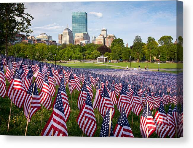 American Flag Canvas Print featuring the photograph Boston Common Flags by Susan Cole Kelly
