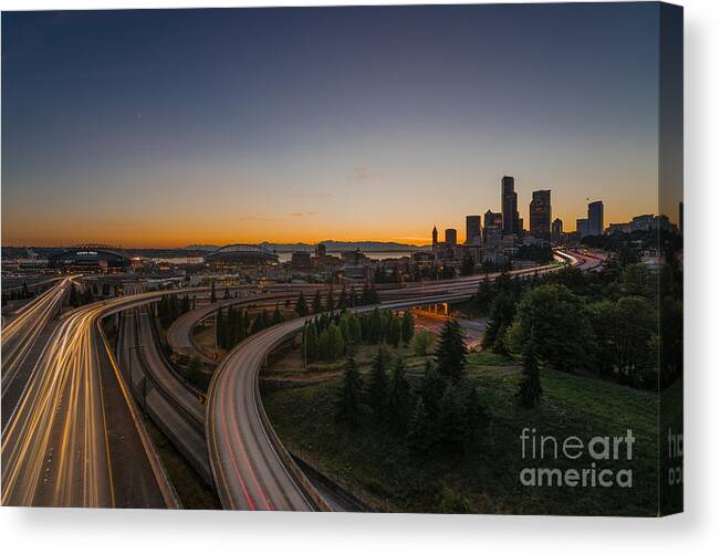 Seattle Canvas Print featuring the photograph City Flow by Gene Garnace