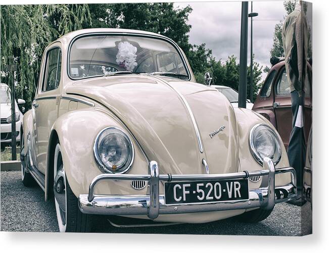 Volkswagen Beetle Car Canvas Print featuring the photograph Classic French Volkswagen by Georgia Clare
