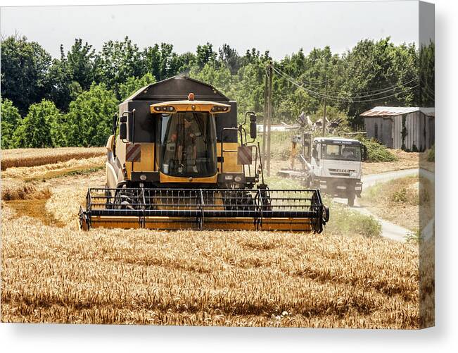 Industry Canvas Print featuring the photograph Combine Harvester by Georgia Clare
