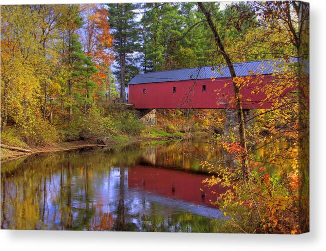 New Hampshire Canvas Print featuring the photograph Cresson Covered Bridge 3 by Joann Vitali