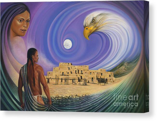 Taos Canvas Print featuring the painting Dynamic Taos I by Ricardo Chavez-Mendez