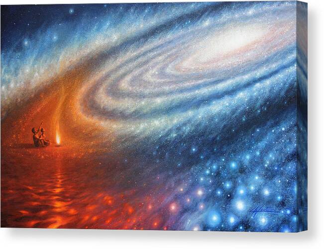 Ancestor Canvas Print featuring the painting Embers of Exploration and Enlightenment by Lucy West