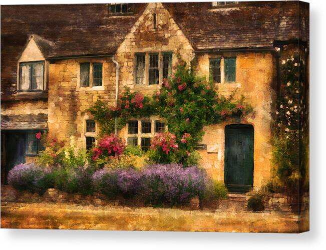 England Canvas Print featuring the painting English Stone Cottage by Diane Chandler