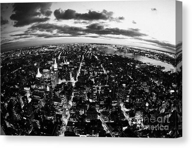 Usa Canvas Print featuring the photograph Evening View Of South Manhattan And Sunset Lower New York City by Joe Fox