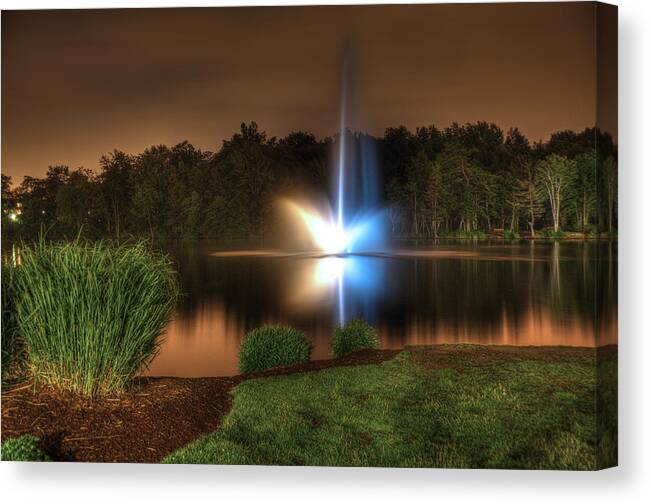 Fountain Of Color Canvas Print featuring the photograph Fountain of Color by Carolyn Hall