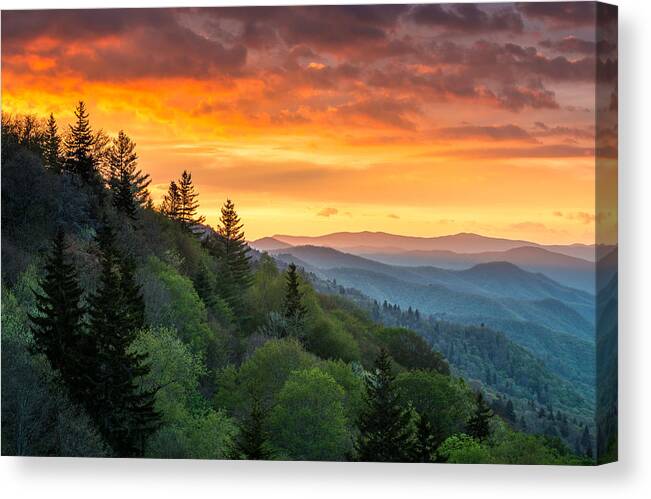 Smoky Mountains Canvas Print featuring the photograph Great Smoky Mountains North Carolina Scenic Landscape Cherokee Rising by Dave Allen
