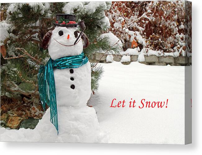 Snowman Canvas Print featuring the photograph Let it Snow by Donna Kennedy