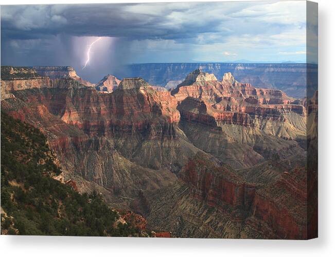 North Rim Canvas Print featuring the photograph Monsoon Sunset by Mike Buchheit