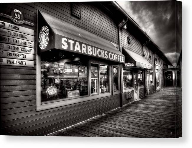 Starbucks Canvas Print featuring the photograph Pier 55 Starbucks by Spencer McDonald