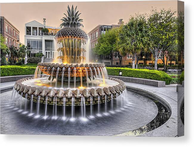 Charleston Canvas Print featuring the photograph Pineapple Fountain - Waterfront Park by Douglas Berry