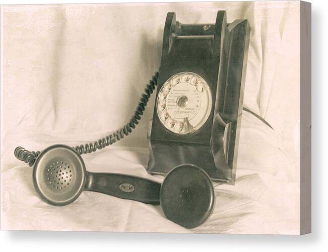 Vintage Telephone Canvas Print featuring the photograph Please call by Georgia Clare