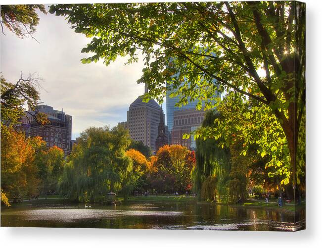 Boston Canvas Print featuring the photograph Public Garden Skyline by Joann Vitali