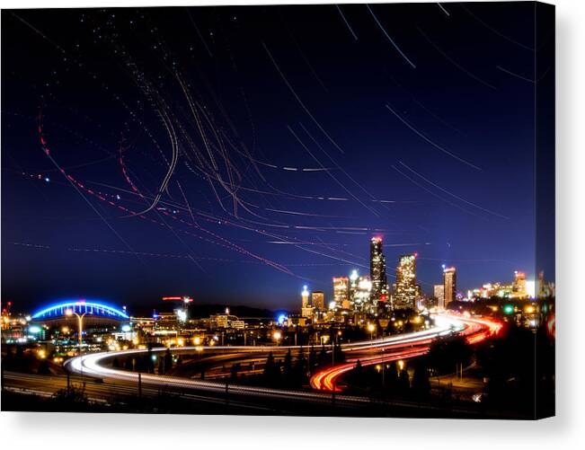 Night Canvas Print featuring the photograph Seattle from Jose Rizal Park by Yoshiki Nakamura