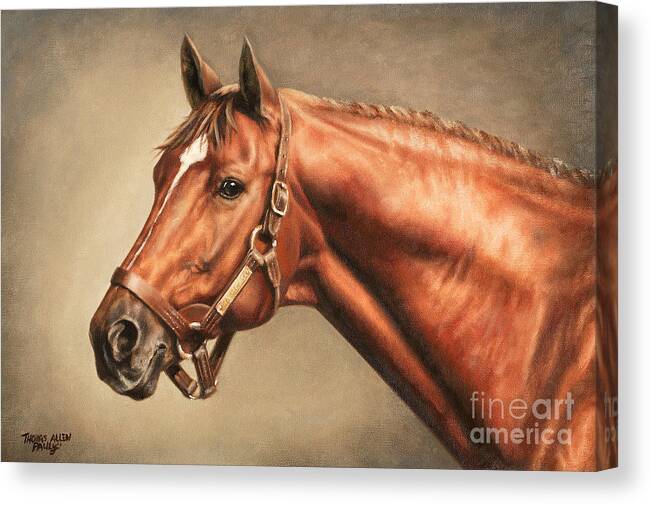 Secretariat Canvas Print featuring the painting Secretariat at Claiborne by Thomas Allen Pauly