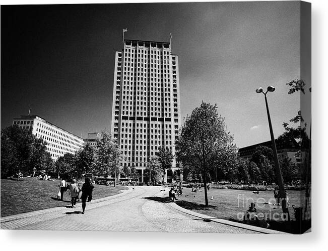 Shell Canvas Print featuring the photograph shell centre tower and jubilee gardens southbank London England UK by Joe Fox